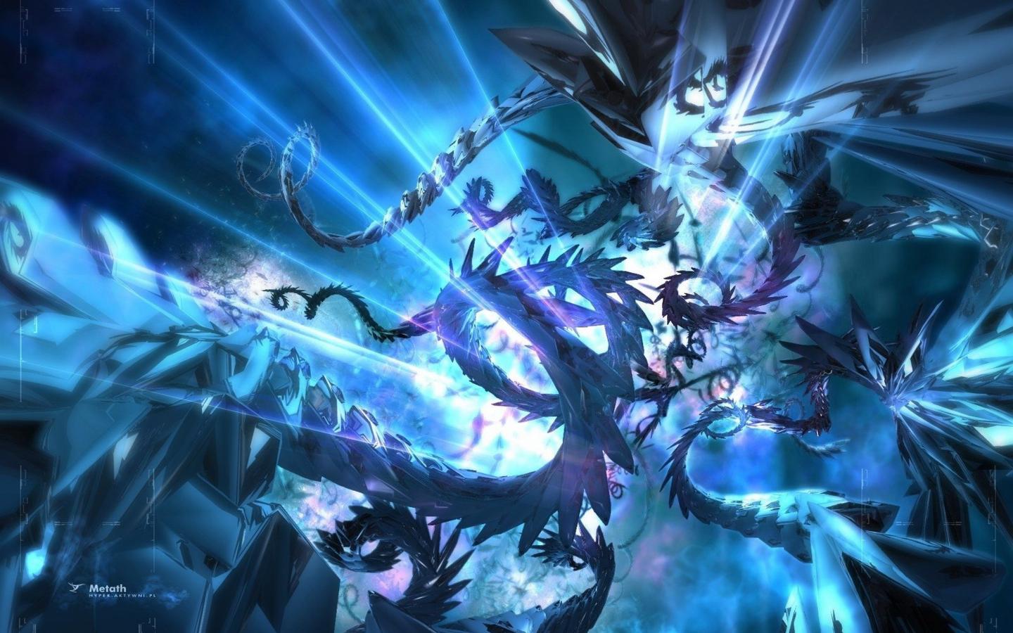Cool Blue Abstract Dragon